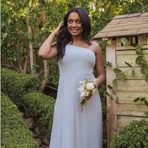 Show Me Your Mumu - Shannon One Shoulder Dress in Steel Blue Chiffon (XXL)